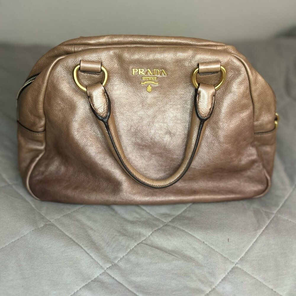 Buttery Gold, Prada Ombre Glace Bowling Bag